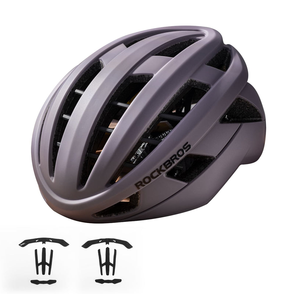 ROCKBROS Fahrradhelm Integrierter Rennradhelm Stoßfest Verstellbar Unisex M/L-Haze-Lila-matt