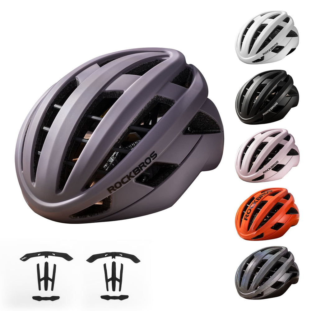 ROCKBROS Fahrradhelm Integrierter Rennradhelm Stoßfest Verstellbar Unisex M/L-Haze-Lila-matt