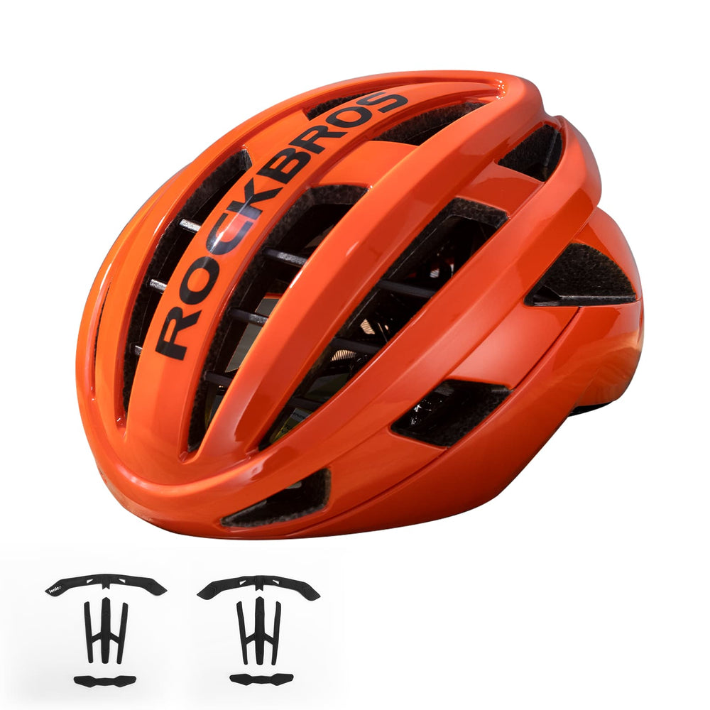 ROCKBROS Fahrradhelm Integrierter Rennradhelm Stoßfest Verstellbar Unisex M/L-Orange-glänzend