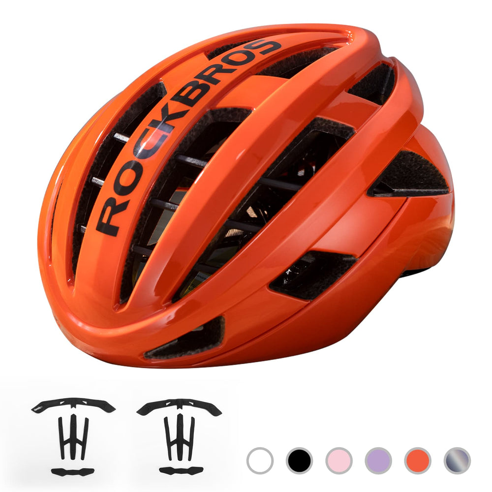 ROCKBROS Fahrradhelm Integrierter Rennradhelm Stoßfest Verstellbar Unisex M/L-Orange-glänzend