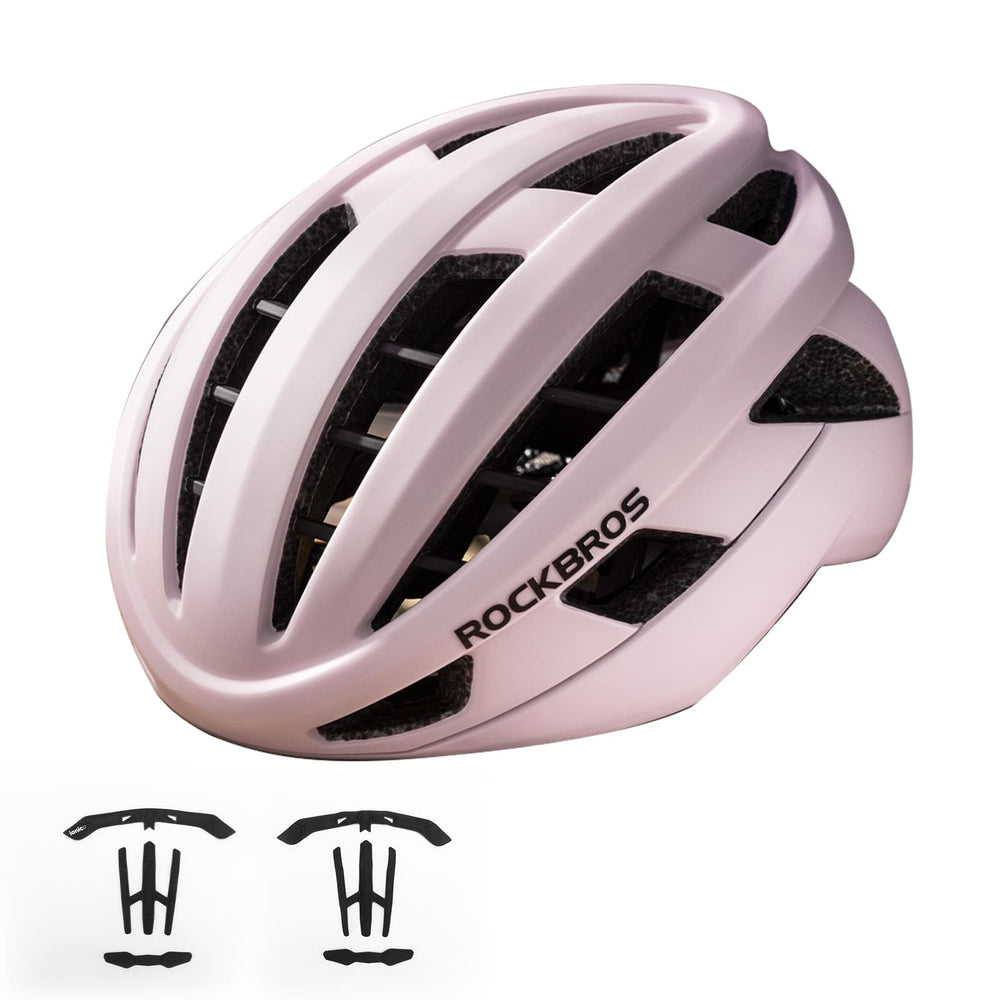 ROCKBROS Fahrradhelm Integrierter Rennradhelm Stoßfest Verstellbar Unisex M/L-Rosa-matt
