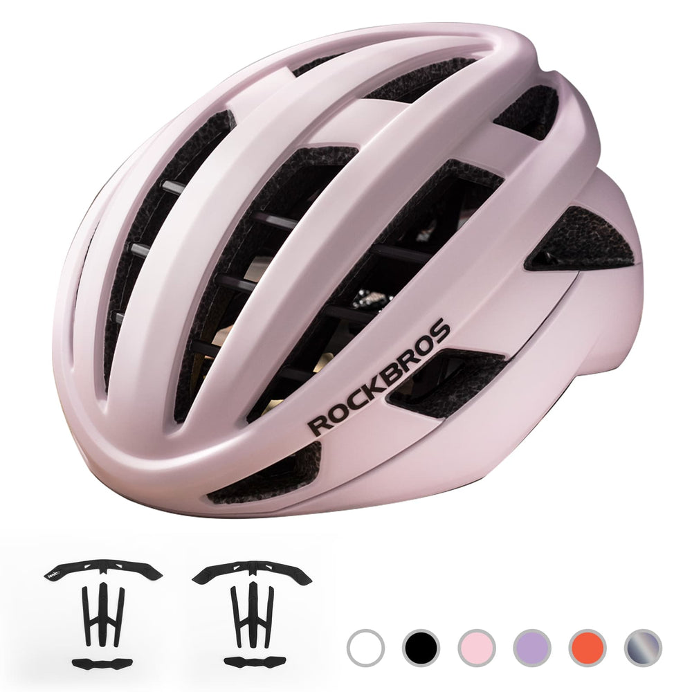 ROCKBROS Fahrradhelm Integrierter Rennradhelm Stoßfest Verstellbar Unisex M/L-Rosa-matt