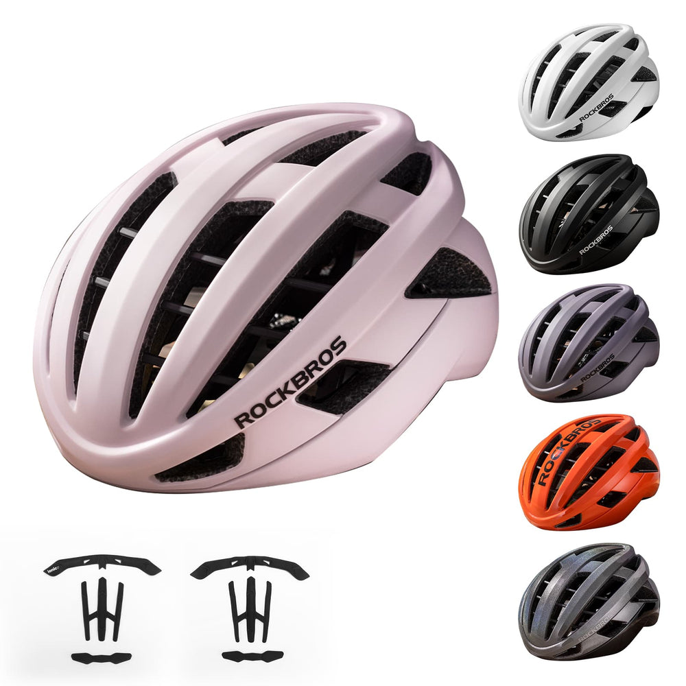 ROCKBROS Fahrradhelm Integrierter Rennradhelm Stoßfest Verstellbar Unisex M/L-Rosa-matt