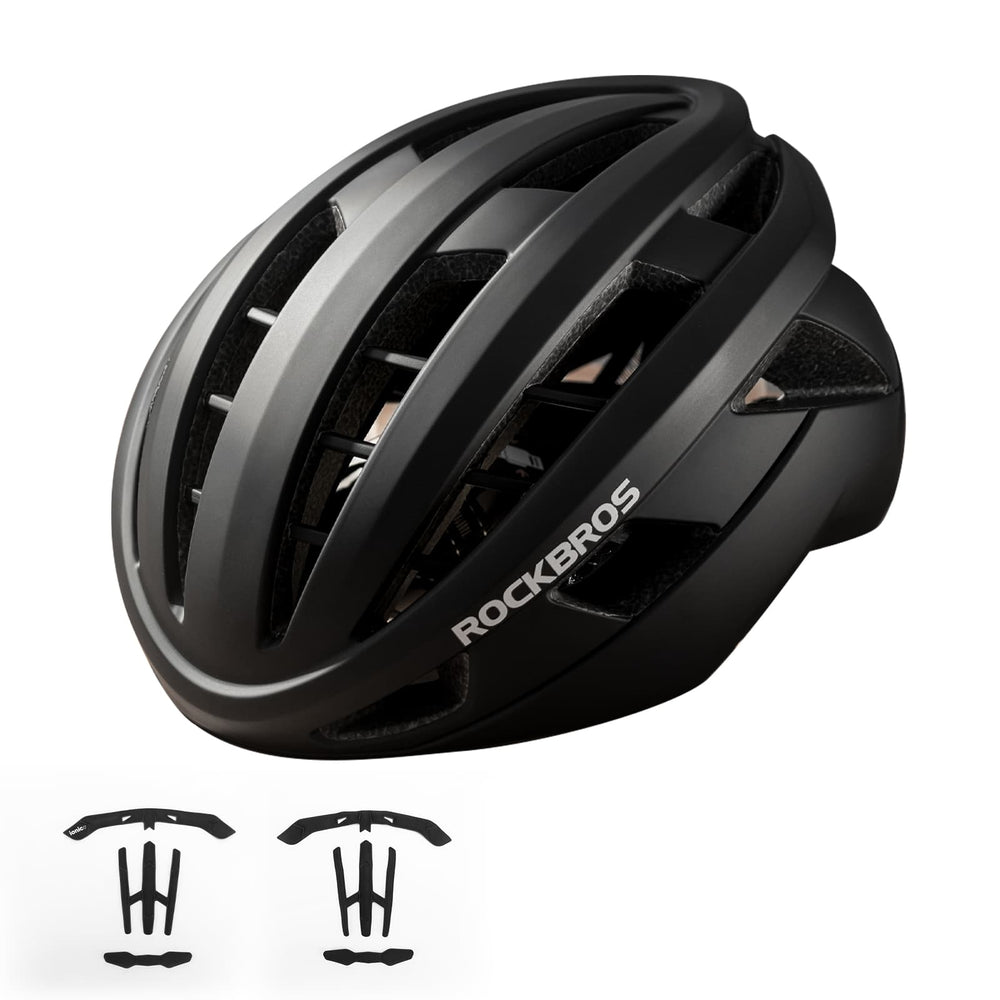ROCKBROS Fahrradhelm Integrierter Rennradhelm Stoßfest Verstellbar Unisex M/L-Schwarz-matt