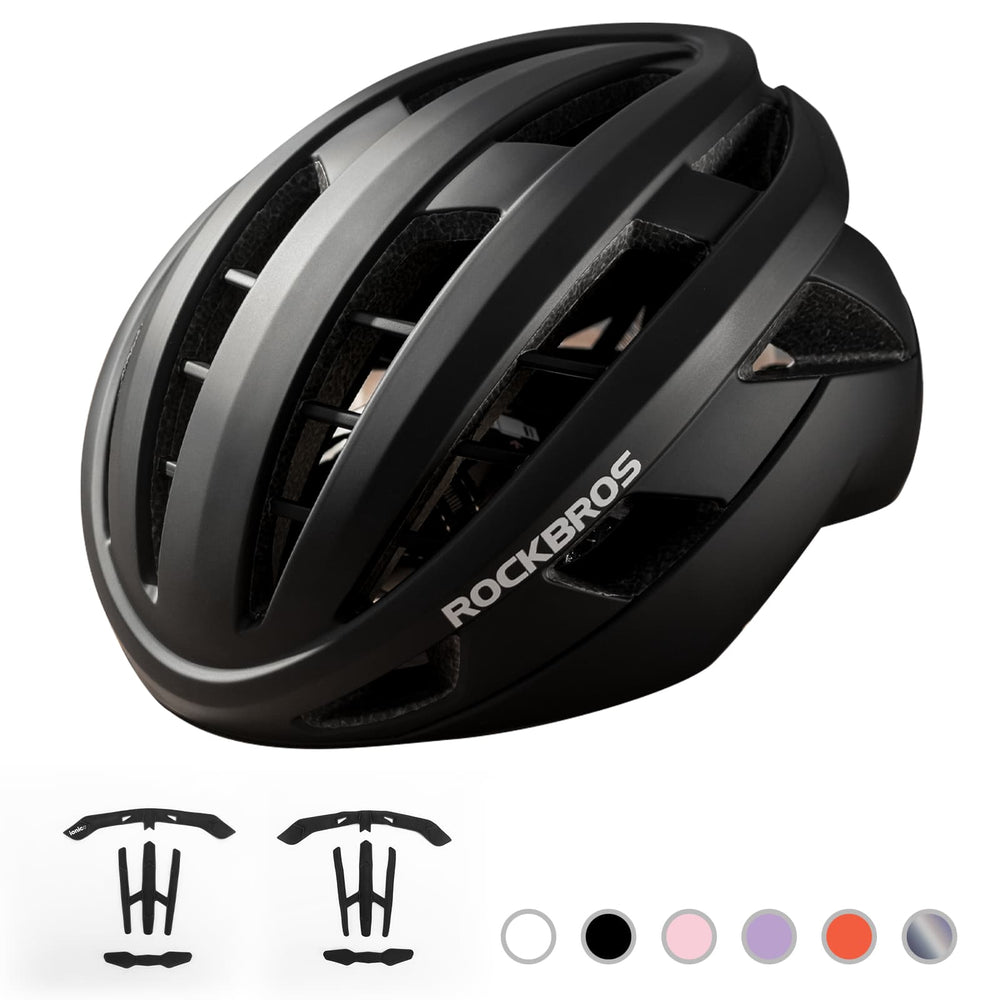 ROCKBROS Fahrradhelm Integrierter Rennradhelm Stoßfest Verstellbar Unisex M/L-Schwarz-matt