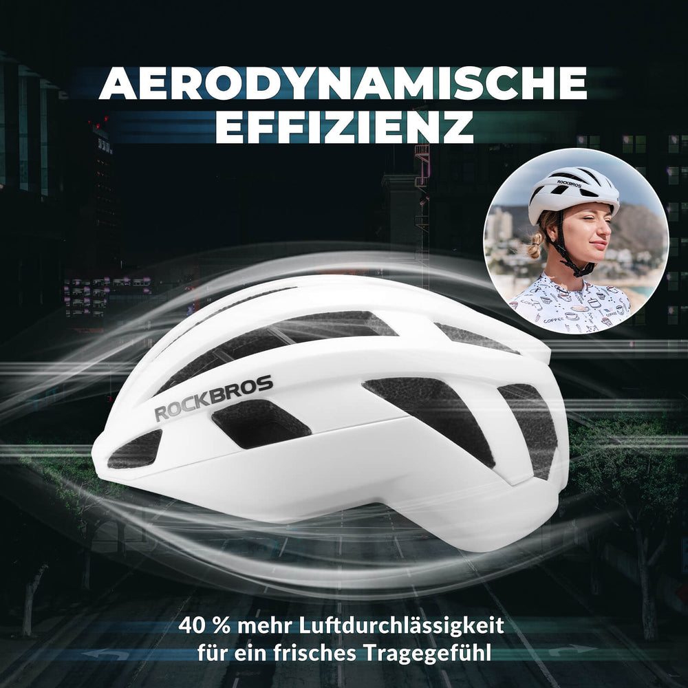 ROCKBROS Fahrradhelm Integrierter Rennradhelm Stoßfest Verstellbar für Anfänger M/L