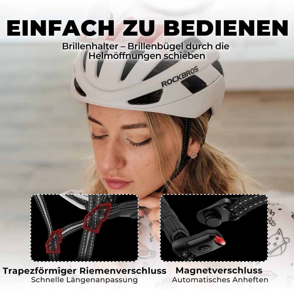 ROCKBROS Fahrradhelm Integrierter Rennradhelm Stoßfest Verstellbar für Anfänger M/L