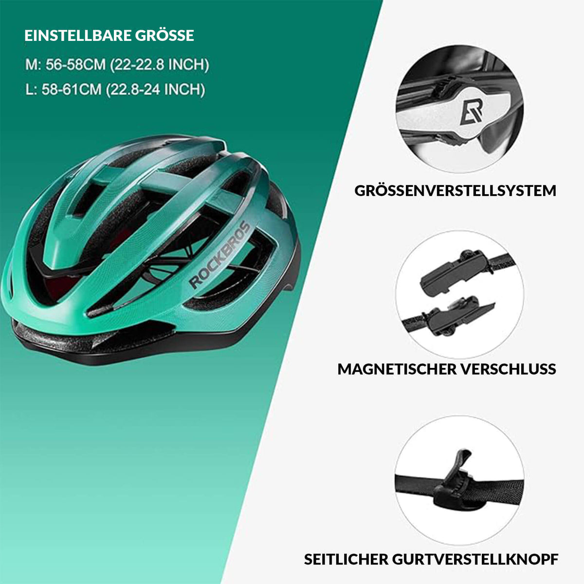ROCKBROS Fahrradhelm MTB Rennradhelm Atmungsaktiv PC+EPS Magnetschnall – ROCKBROS-DE