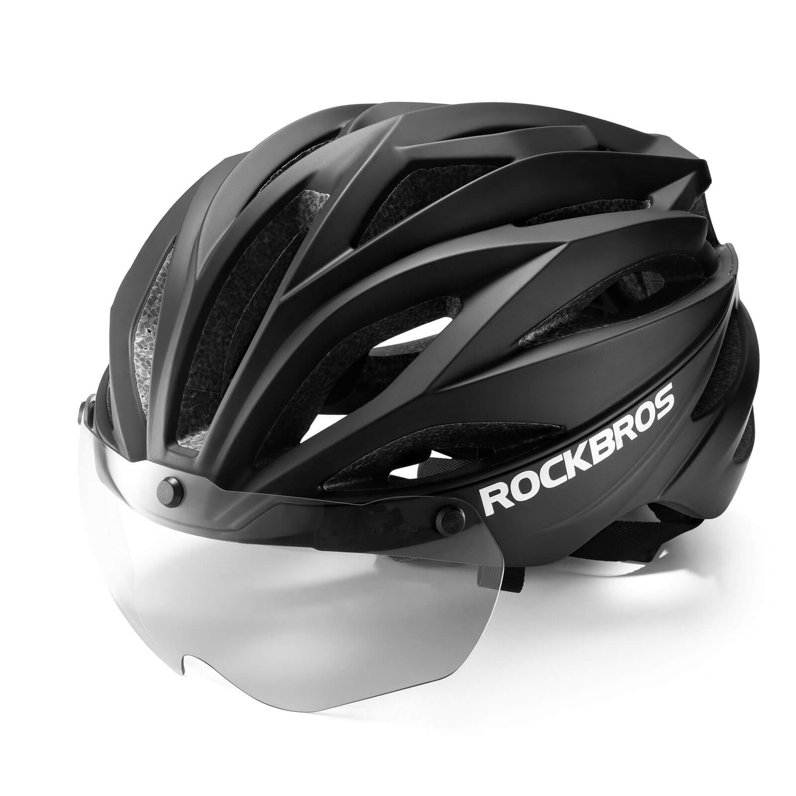 ROCKBROS Fahrradhelm Magnetischer Abnehmbarer MTB Helm mit Visier-Schwarz matt - phototrope Gläser