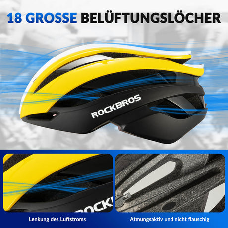 ROCKBROS Fahrradhelm Rennradhelm Verstellbarer Belüftung Damen/Herren