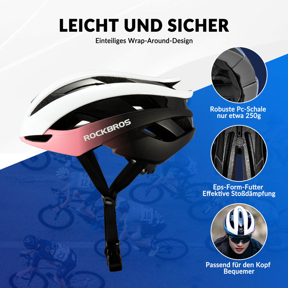 ROCKBROS Fahrradhelm Rennradhelm Verstellbarer Belüftung Damen/Herren – ROCKBROS-DE