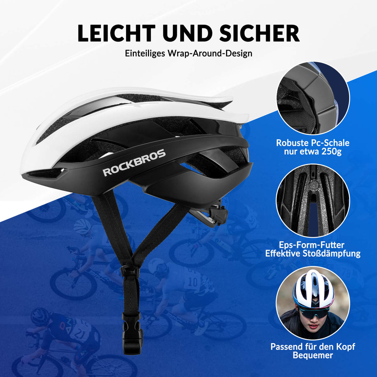 ROCKBROS Fahrradhelm Rennradhelm Verstellbarer Belüftung Damen/Herren – ROCKBROS-DE