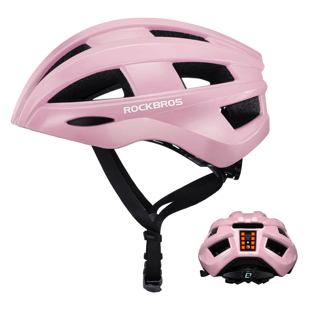 ROCKBROS Fahrradhelm mit Rücklicht Atmungsaktiv Rennradhelm 55-60cm Unsiex - Rosa