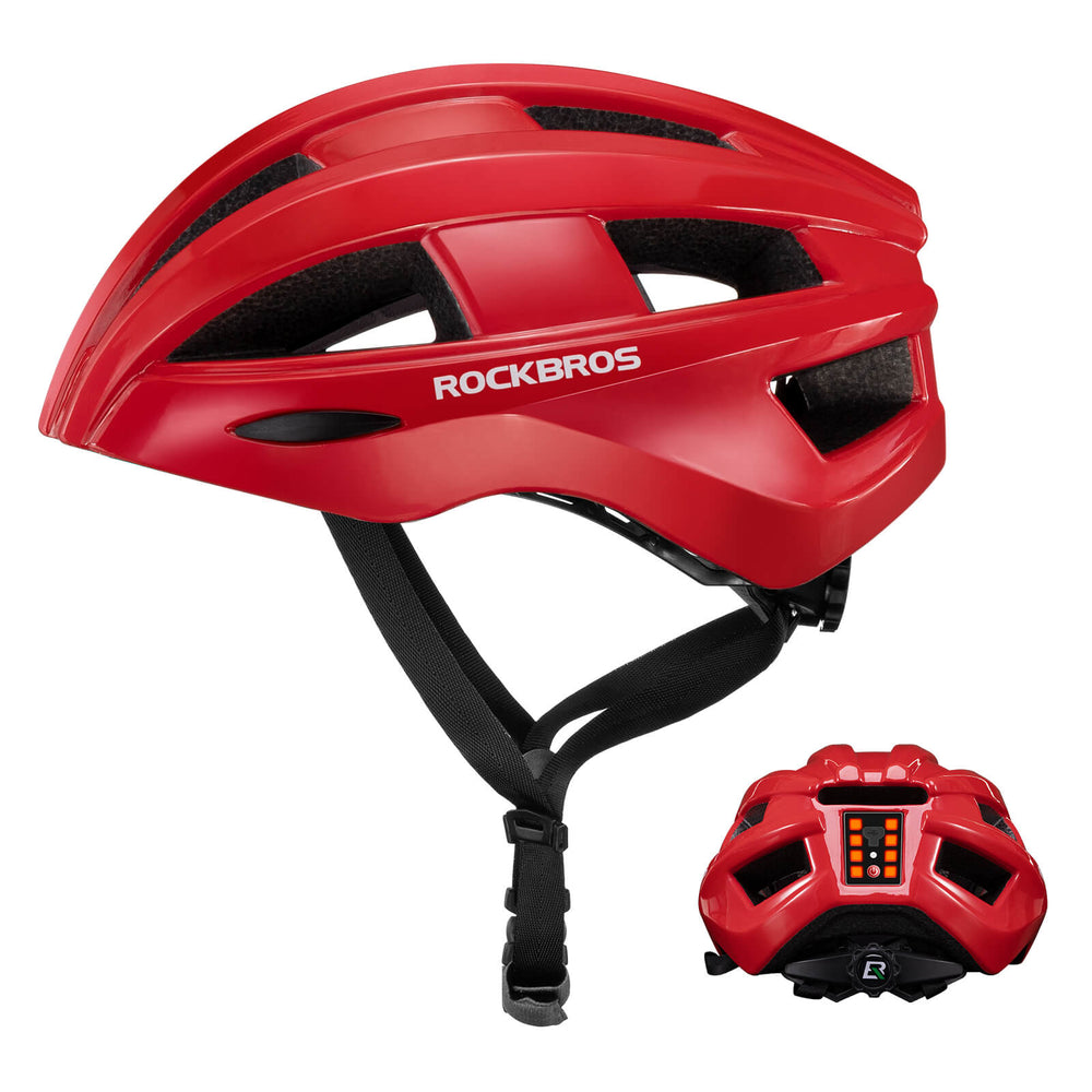 ROCKBROS Fahrradhelm mit Rücklicht Atmungsaktiv Rennradhelm 55-60cm Unsiex - Rot
