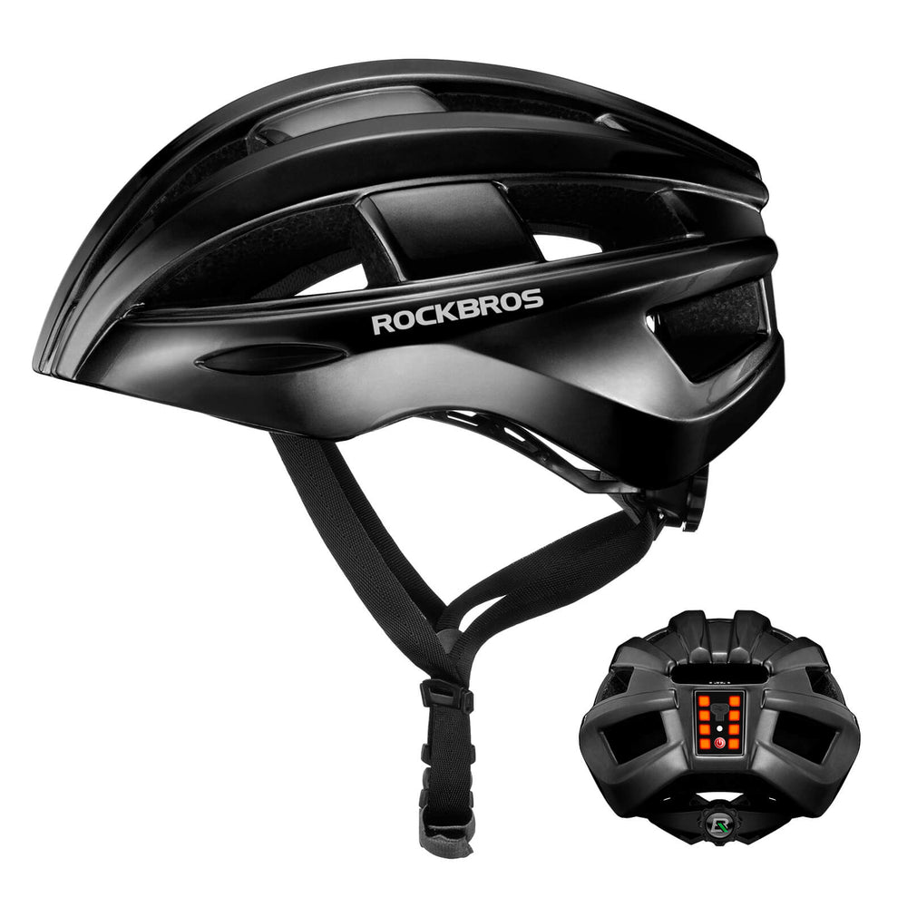 ROCKBROS Fahrradhelm mit Rücklicht Atmungsaktiv Rennradhelm 55-60cm Unsiex - Schwarz