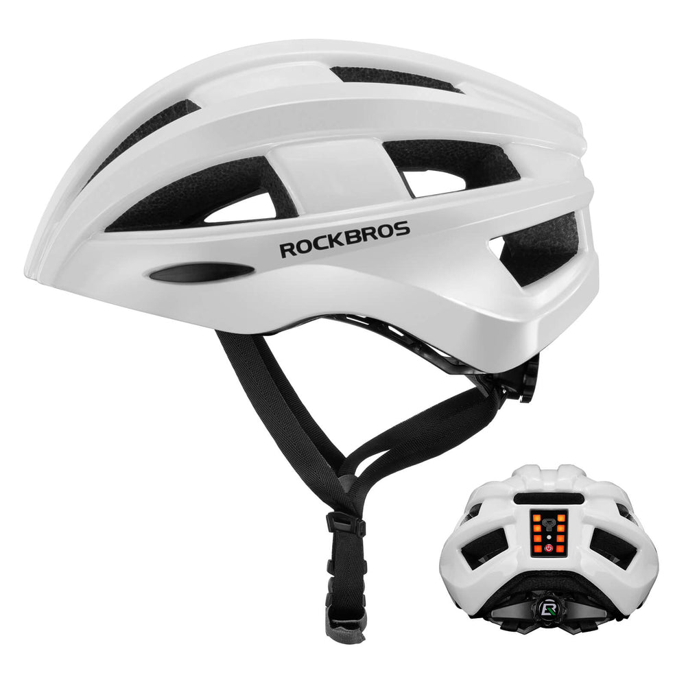 ROCKBROS Fahrradhelm mit Rücklicht Atmungsaktiv Rennradhelm 55-60cm Unsiex - Weiß