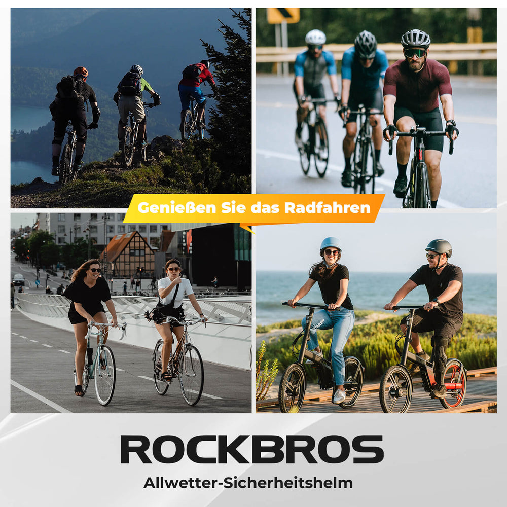 ROCKBROS Fahrradhelm mit Rücklicht Atmungsaktiv Rennradhelm 55-60cm Unsiex