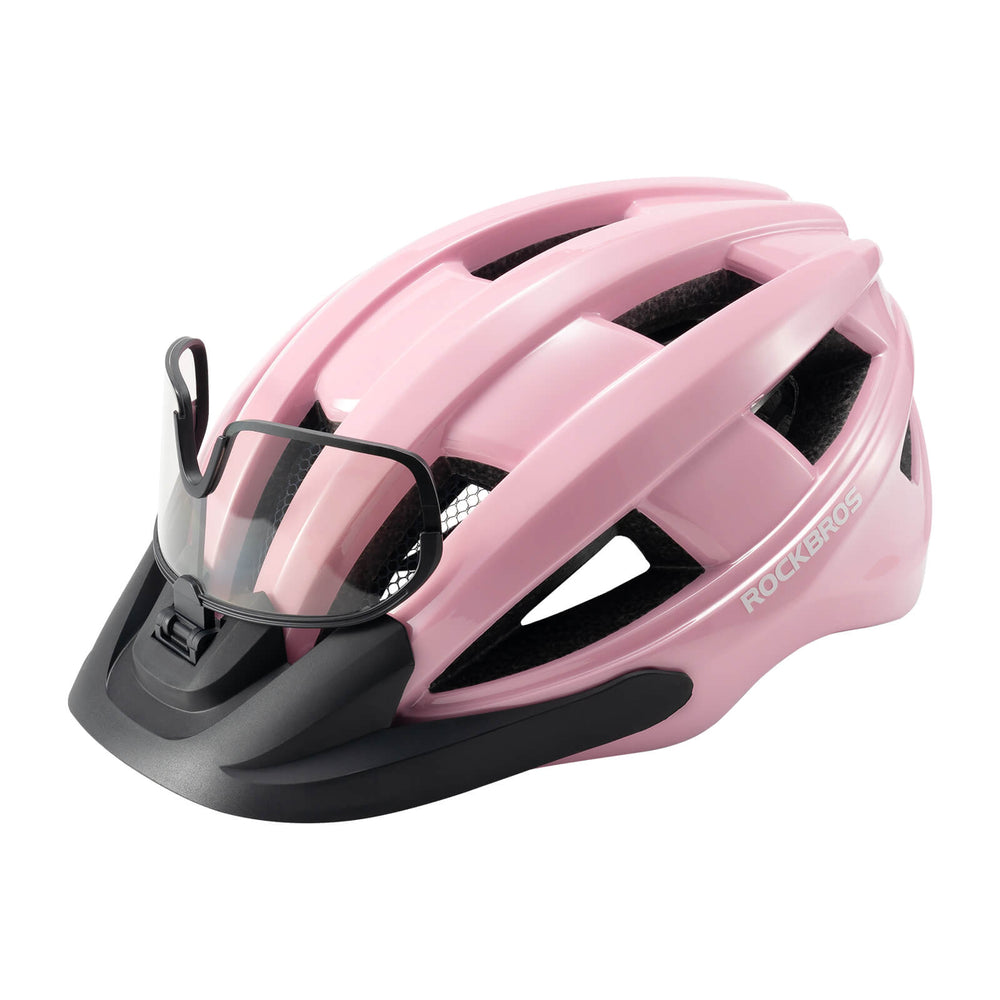 ROCKBROS Fahrradhelm mit Visier Rücklicht Atmungsaktiv Rennradhelm 55-61cm Unsiex-Rosa