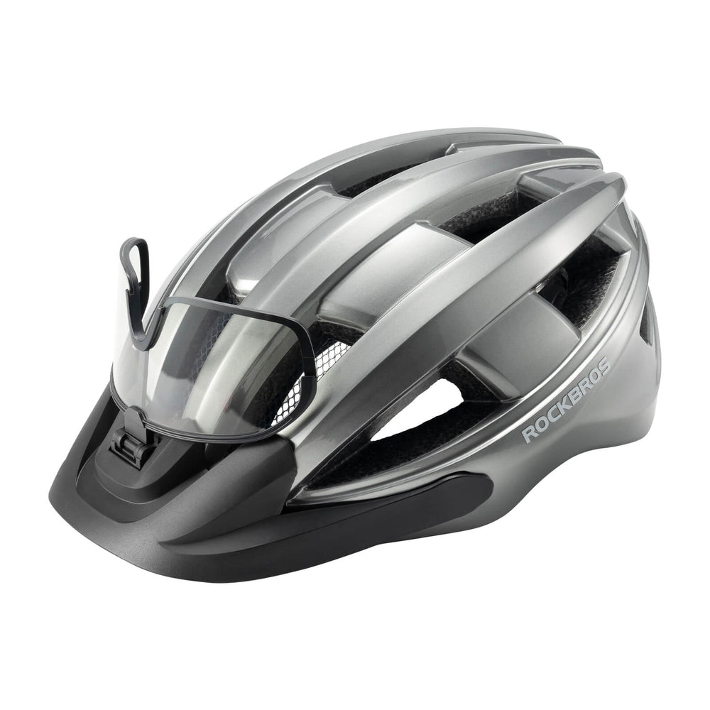 ROCKBROS Fahrradhelm mit Visier Rücklicht Atmungsaktiv Rennradhelm 55-61cm Unsiex-Titan