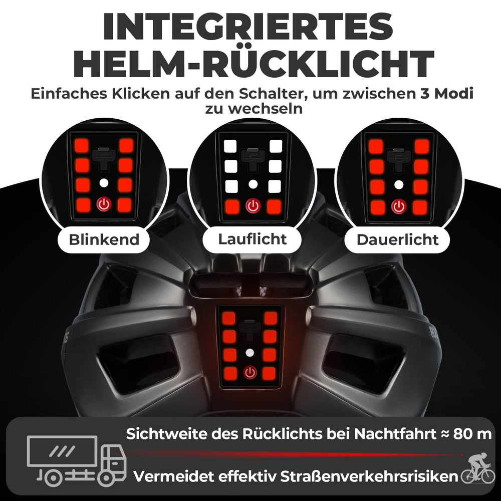 ROCKBROS Fahrradhelm mit Visier Rücklicht Atmungsaktiv Rennradhelm 55-61cm Unsiex