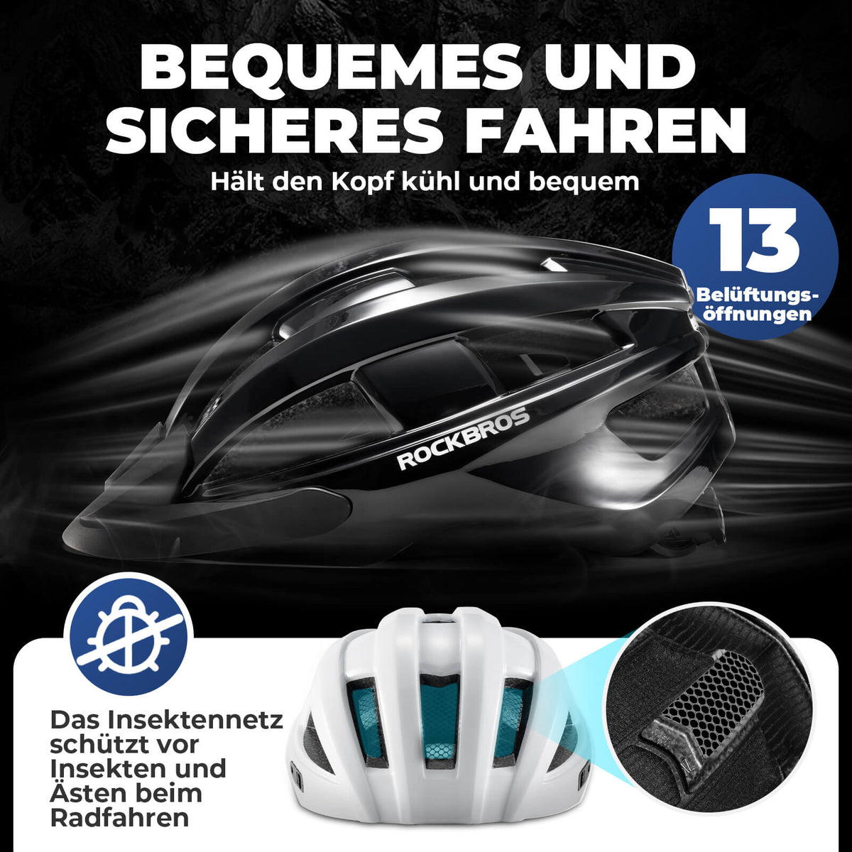 ROCKBROS Fahrradhelm mit Visier Rücklicht Rennradhelm 55-61cm Unsiex – ROCKBROS-DE