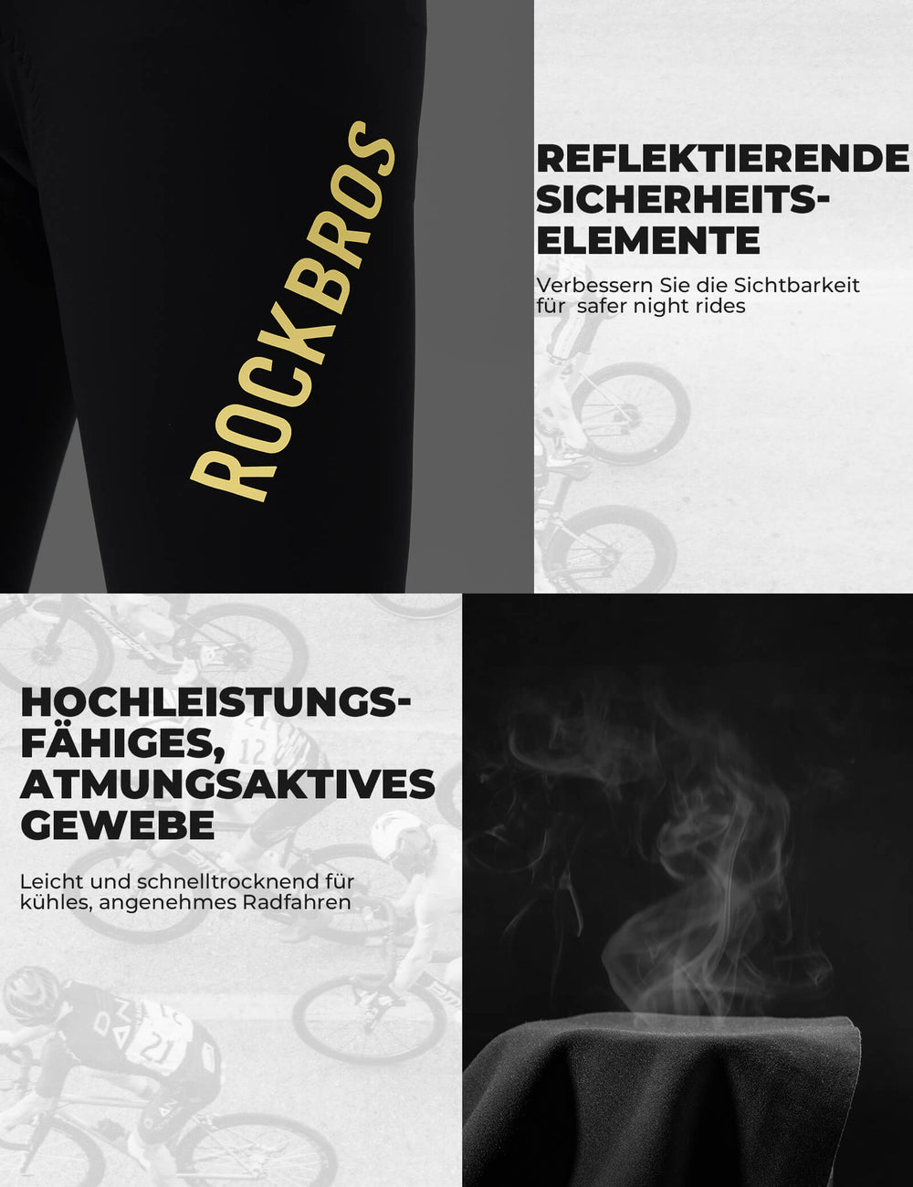 ROCKBROS Fahrradhose Lang Gepolstert Nahtlos Schnelltrocknend Herren