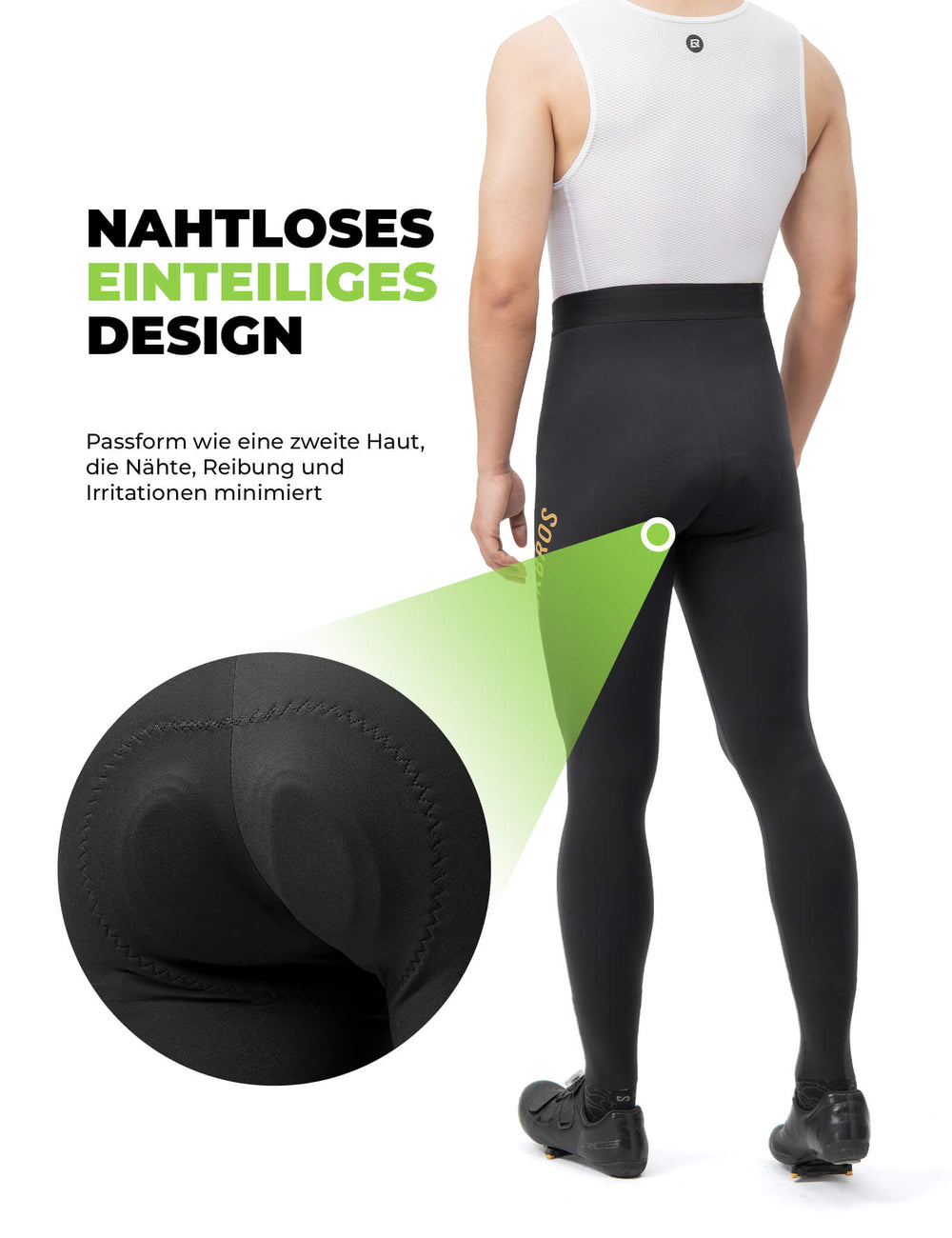 ROCKBROS Fahrradhose Lang Gepolstert Nahtlos Schnelltrocknend Herren