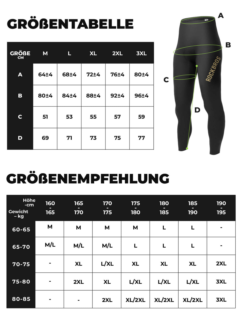 ROCKBROS Fahrradhose Lang Gepolstert Nahtlos Schnelltrocknend Herren