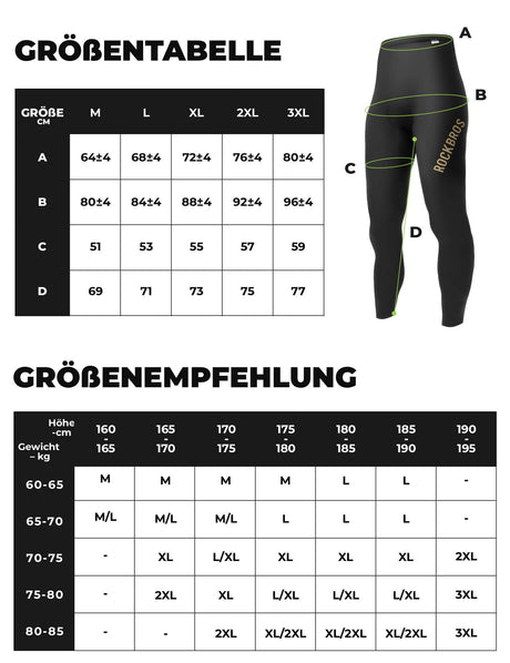 ROCKBROS Fahrradhose Lang Gepolstert Nahtlos Schnelltrocknend Herren
