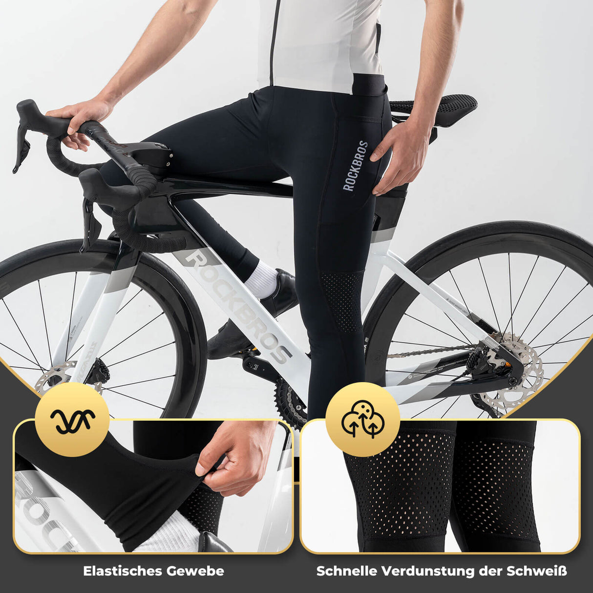 ROCKBROS Fahrradhose Radlerhose 4D Gepolstert Atmungsaktiv für 4 Jahreszeiten
