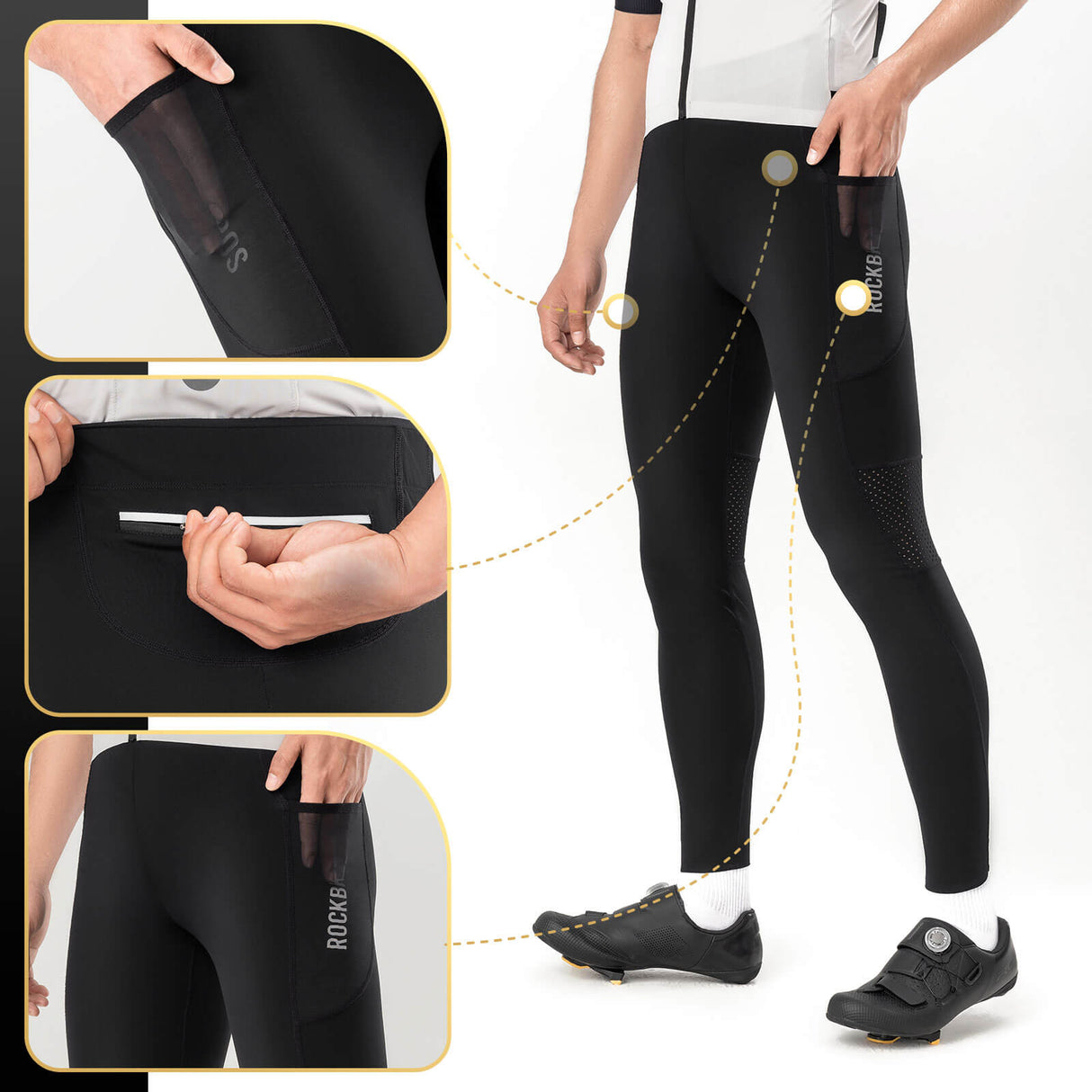 ROCKBROS Fahrradhose Radlerhose 4D Gepolstert Atmungsaktiv für 4 Jahreszeiten