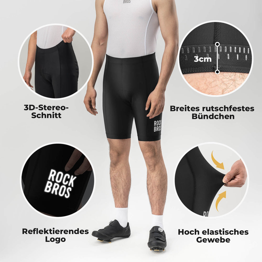 ROCKBROS Fahrradhose mit Sitzpolster Radlerhose Atmungsaktiv Leicht MTB Renrrad