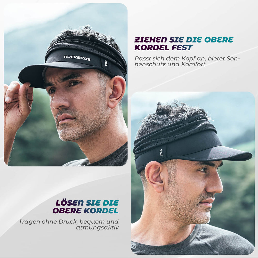 ROCKBROS Fahrradkappe Atmungsaktive Mütze UV-Schutz Sommer Unisex für Outdoor Sports Radfahren Laufen-Schwarz
