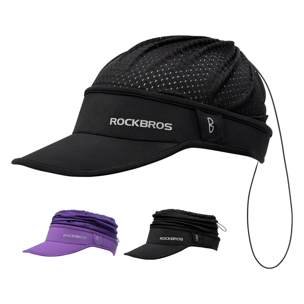 ROCKBROS Fahrradkappe Atmungsaktive Mütze UV-Schutz Sommer Unisex für Outdoor Sports Radfahren Laufen-Schwarz