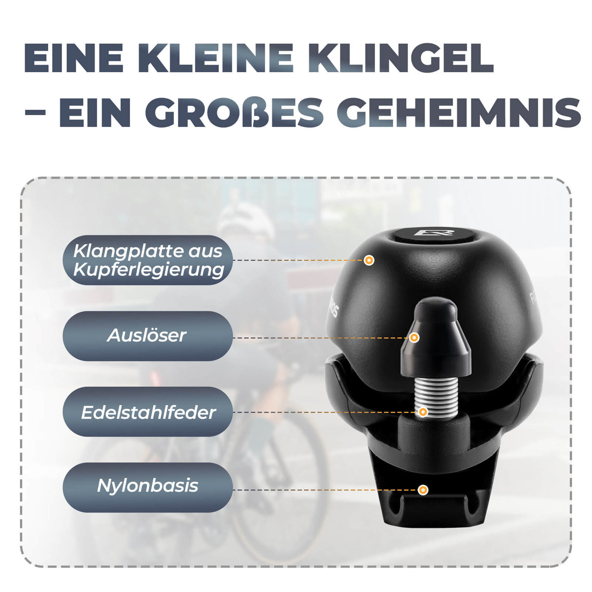 ROCKBROS Fahrradklingel 360-Grad-Drehung für 22-34mm Lenker Mini Klingel
