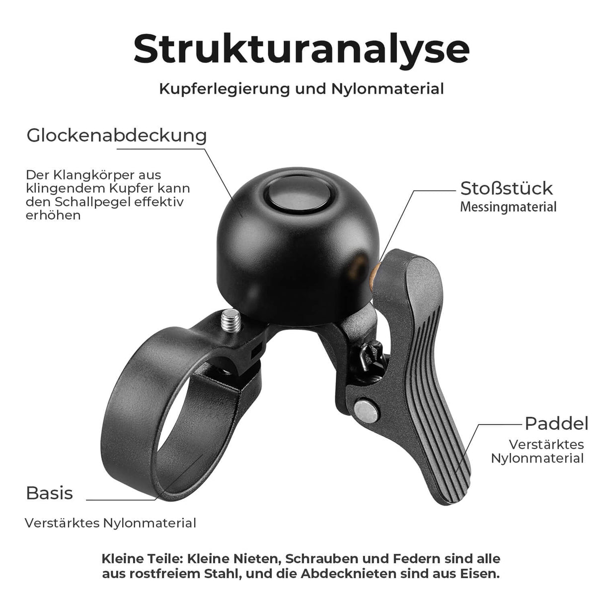 ROCKBROS Fahrradklingel Fahrradglocke für 21-23 mm Wasserdicht Langlebig