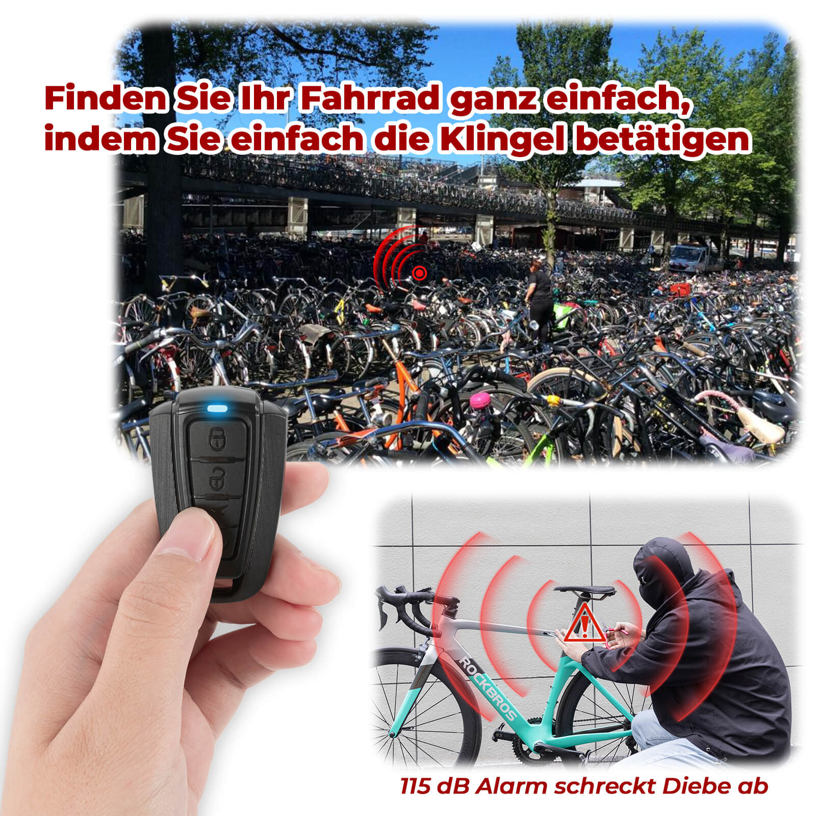 ROCKBROS Fahrradklingel Kabellose Warnsirene Elektrisch Farhrad Glocke IPX5