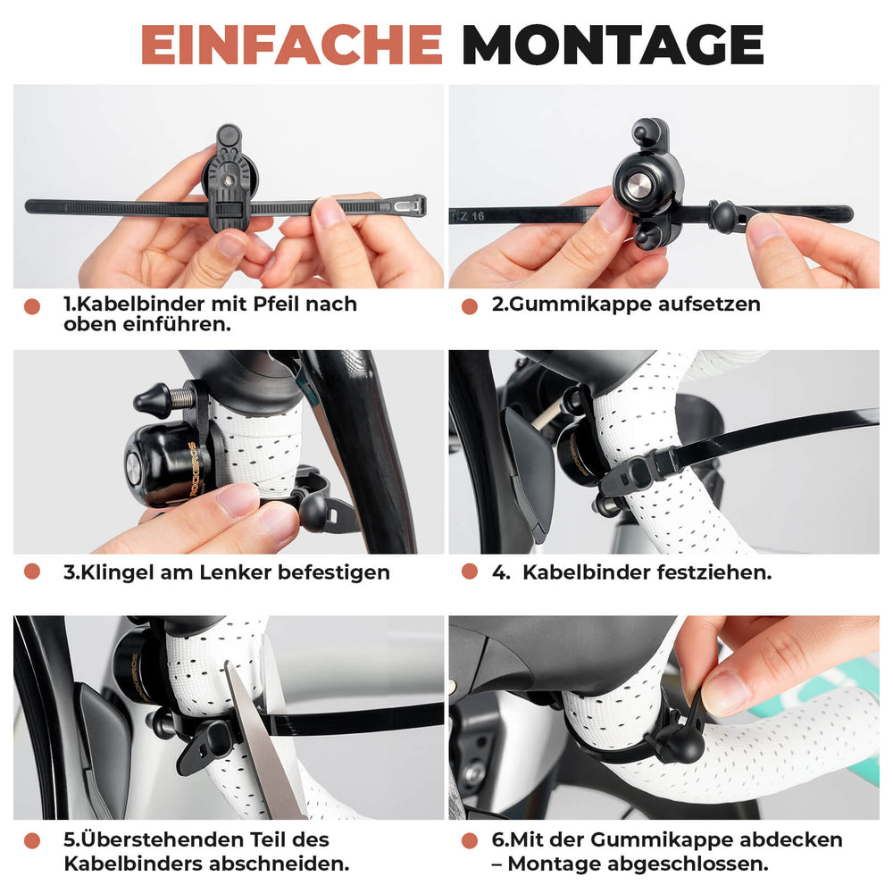 ROCKBROS Fahrradklingel mit Doppel-Klopfer 180° drehbar für Rennräder MTB Falträder