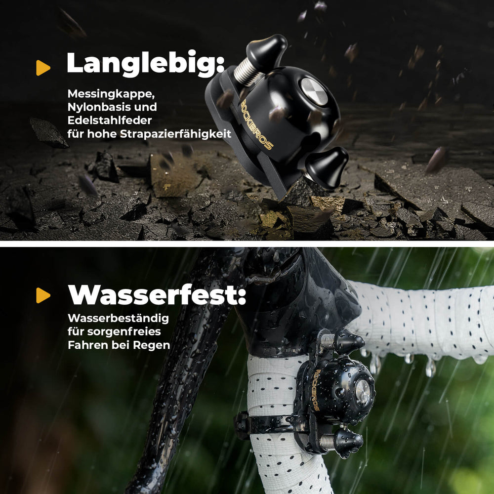 ROCKBROS Fahrradklingel mit Doppel-Klopfer 180° drehbar für Rennräder MTB Falträder