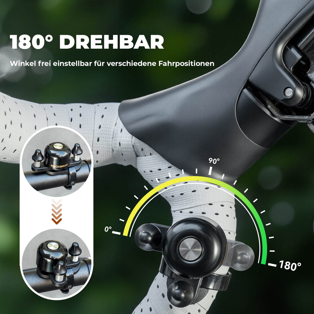 ROCKBROS Fahrradklingel mit Doppel-Klopfer 180° drehbar für Rennräder MTB Falträder