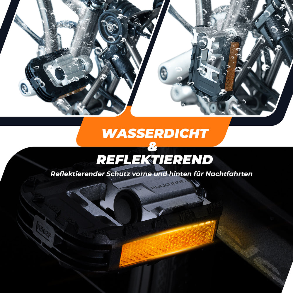 ROCKBROS Fahrradpedale Faltbar Klapppedale 916 mit Anti-Rutsch Oberfläche &amp; Reflektoren
