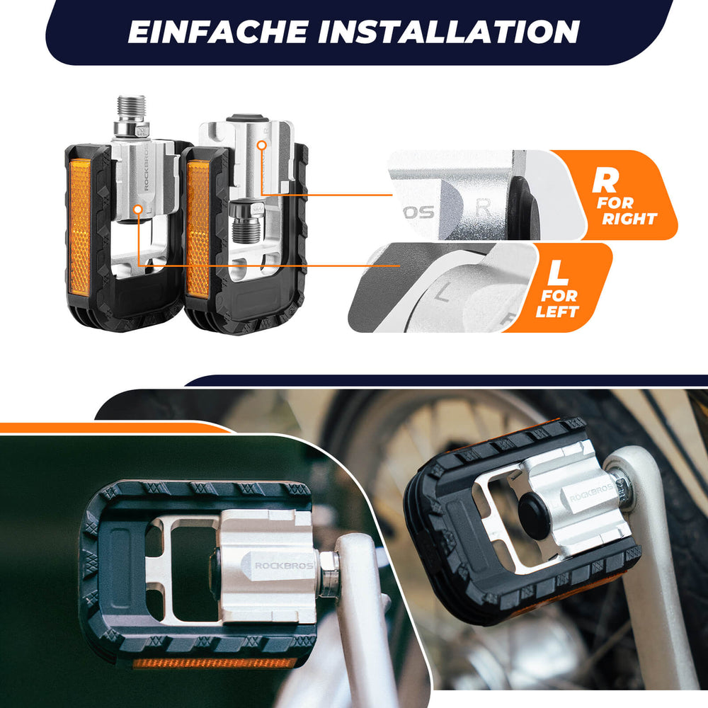 ROCKBROS Fahrradpedale Faltbar Klapppedale 916 mit Anti-Rutsch Oberfläche &amp; Reflektoren