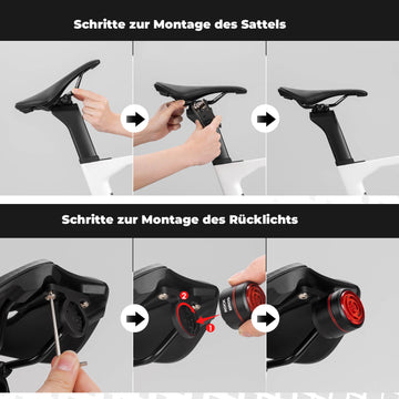 fahrradsattel montieren ROCKBROS Fahrradsattel Wasserdicht bereit für Rücklichtmontage Herren/Damen  – ROCKBROS-DE