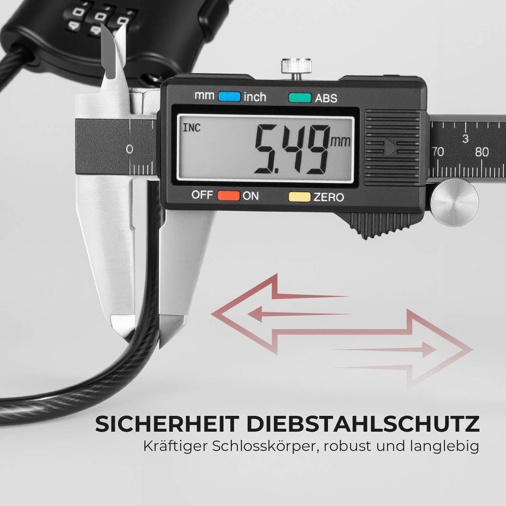 ROCKBROS Fahrradschloss 5,5 mm Stahlkabel Doppelring für Fahrrad E-Bike Scooter