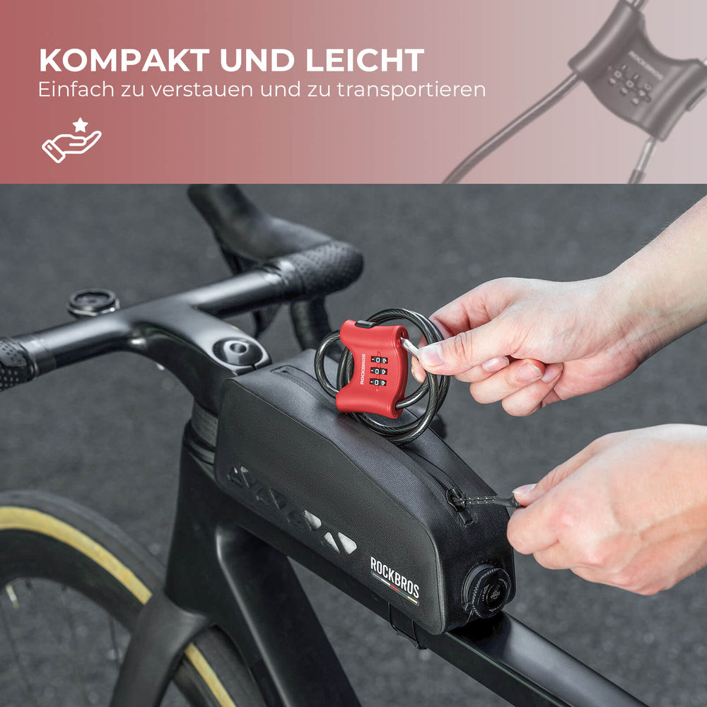 ROCKBROS Fahrradschloss 5,5 mm Stahlkabel Doppelring für Fahrrad E-Bike Scooter