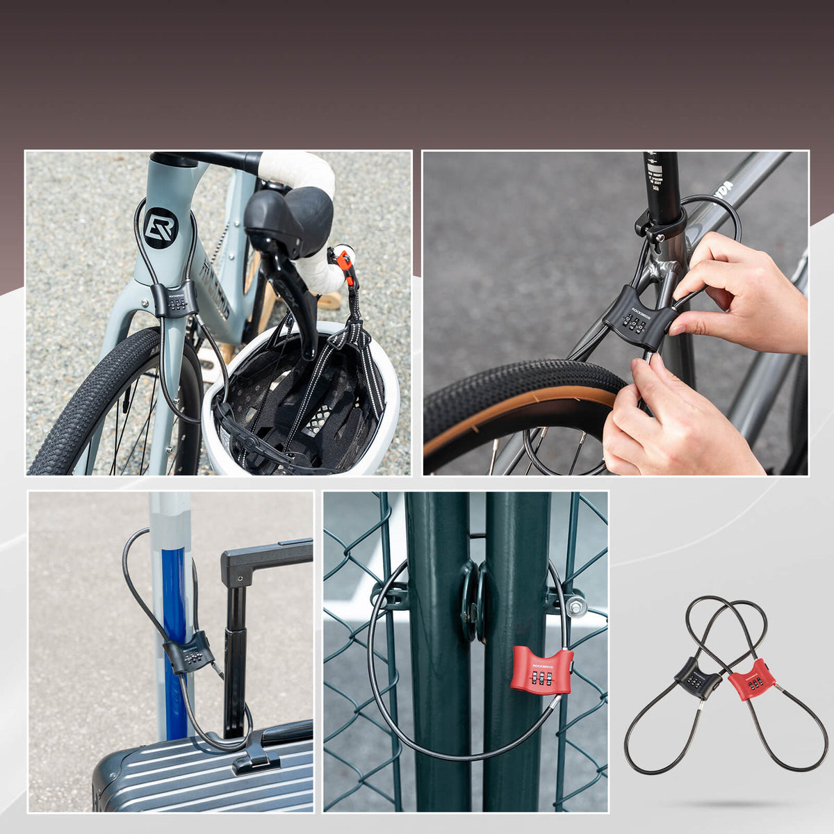 ROCKBROS Fahrradschloss 5,5 mm Stahlkabel Doppelring für Fahrrad E-Bike  Scooter – ROCKBROS-DE