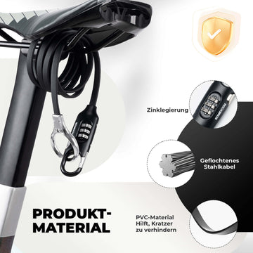 hexband fahrradschloss ROCKBROS Fahrradschloss Kabelschloss Zahlencode Anti-Diebstahl 150cm – ROCKBROS-DE
