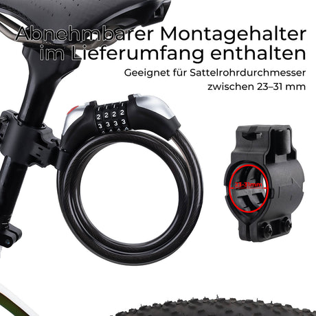 ROCKBROS Fahrradschloss Kabelschloss 4-Stellig Zahlencode 120cm