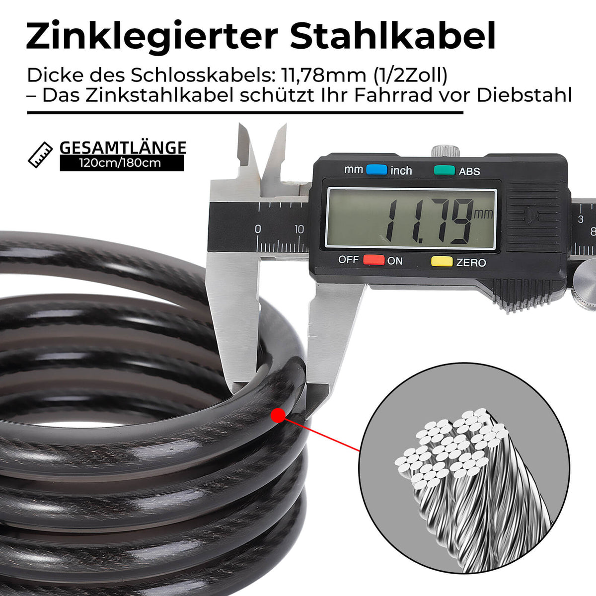 fahrradschloss 180 cm ROCKBROS Fahrradschloss Kabelschloss 4-Stellig Zahlencode 120cm – ROCKBROS-DE