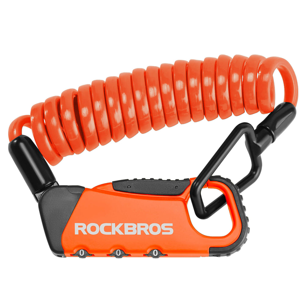 ROCKBROS Fahrradschloss Kabelschloss Zahlenschloss Helmschloss 120cm Leicht-Orange